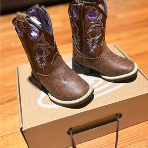 Twister Kids Brown and Purple Cowboy Boots.